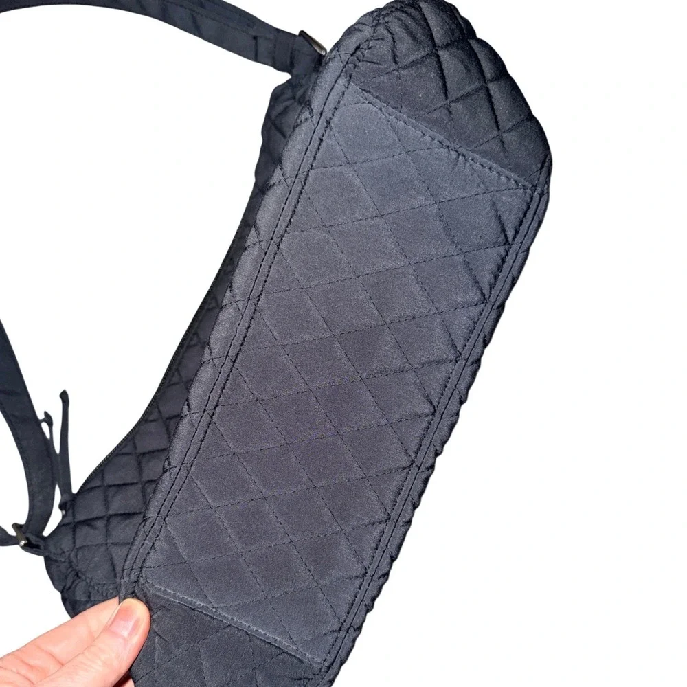 Vera Bradley Black Quilted Microfiber Crossbody Bag Adjustable Strap Lining